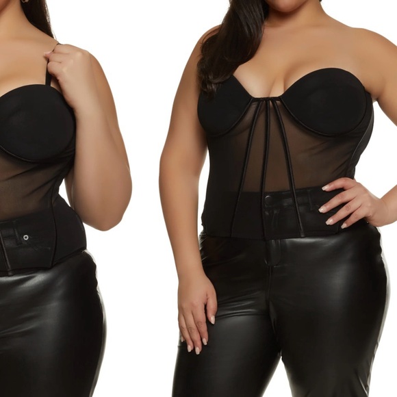 RainbowShops 1XL Black Convertible Mesh corset - Picture 7 of 7